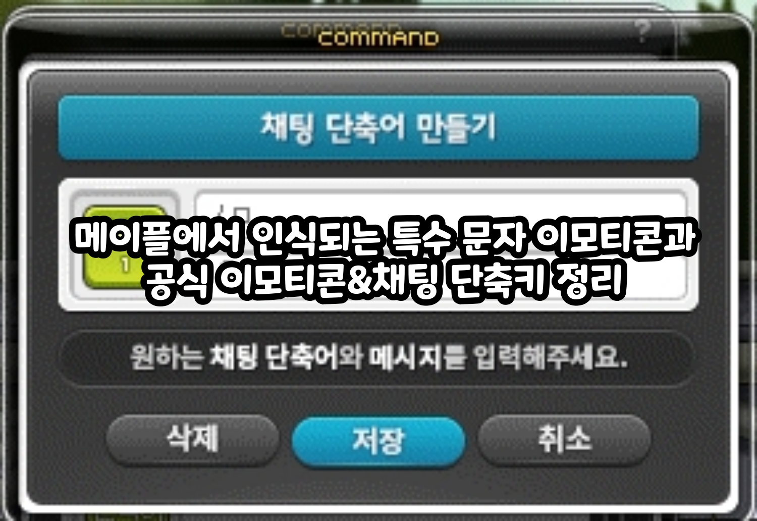 A guide to the special character emoticons recognized in MapleStory, along with the official emoticons and chat shortcuts  #특수문자 이모티콘